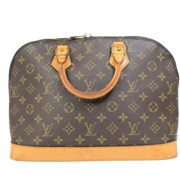 LOUIS VUITTON LV Logo Alma Hand Bag Monogram Leather Brown France - Picture 3 of 14